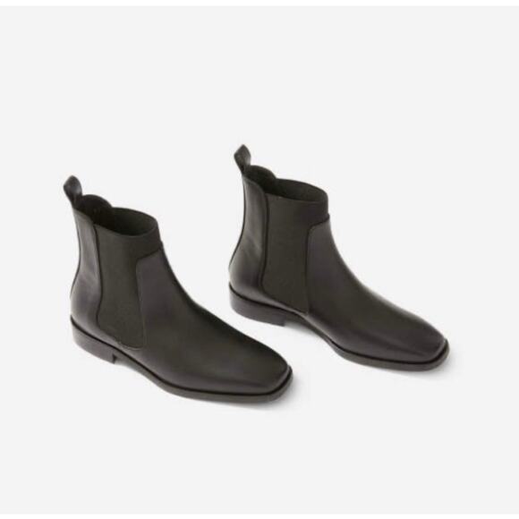 EVERLANE Italian Leather Square Toe Chelsea Boots Black SZ 7 READ - Picture 2 of 16
